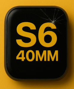 Reconditionnement écran Apple Watch S6 40 MM avec verre fissuré sur fond jaune