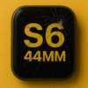 Réparation écran Apple Watch S6 44 MM avec verre fissuré sur fond jaune