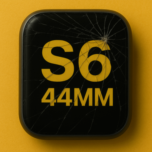 Reconditionnement écran Apple Watch S6 44 MM avec verre fissuré sur fond jaune