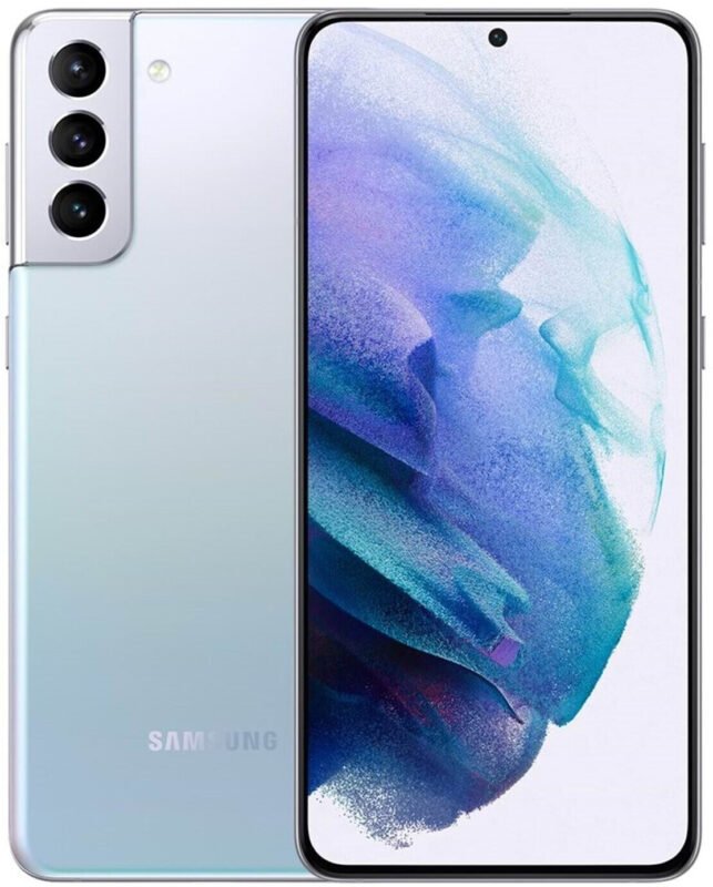 Samsung Galaxy S21+ posé sur fond blanc – réparation Samsung Galaxy S21+ par VerPhone.