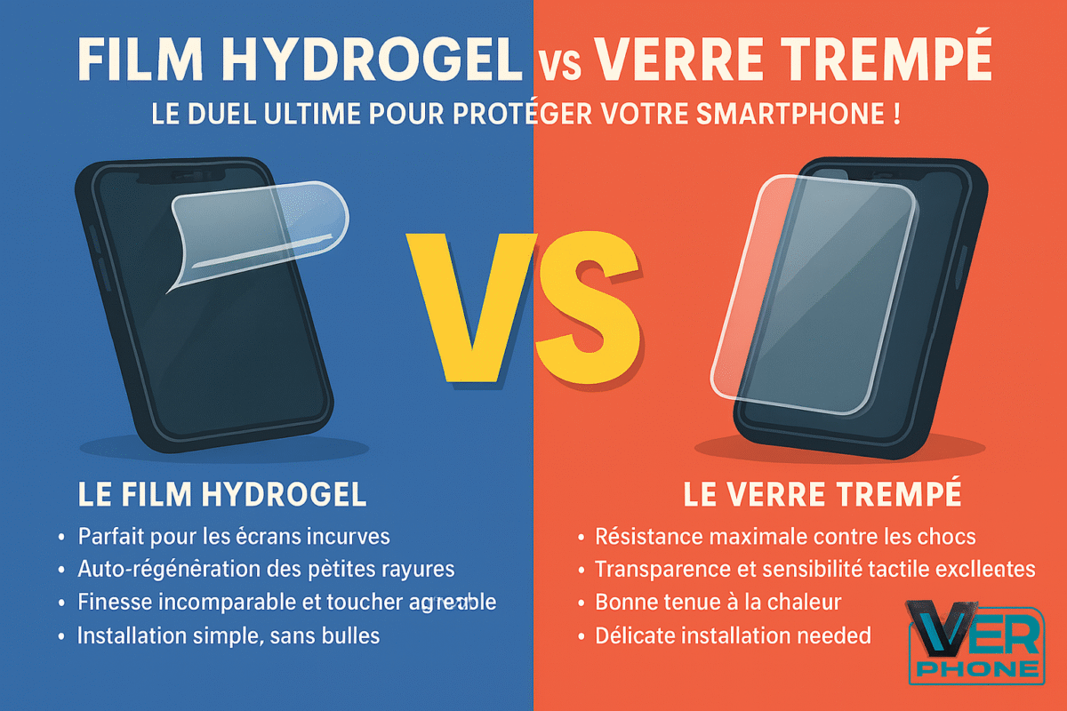 Comparatif film hydrogel vs verre trempé – différences de protection d’écran smartphone VerPhone