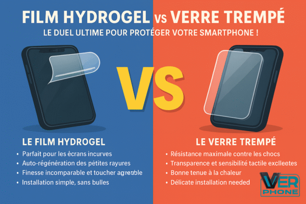 Comparatif film hydrogel vs verre trempé – différences de protection d’écran smartphone VerPhone